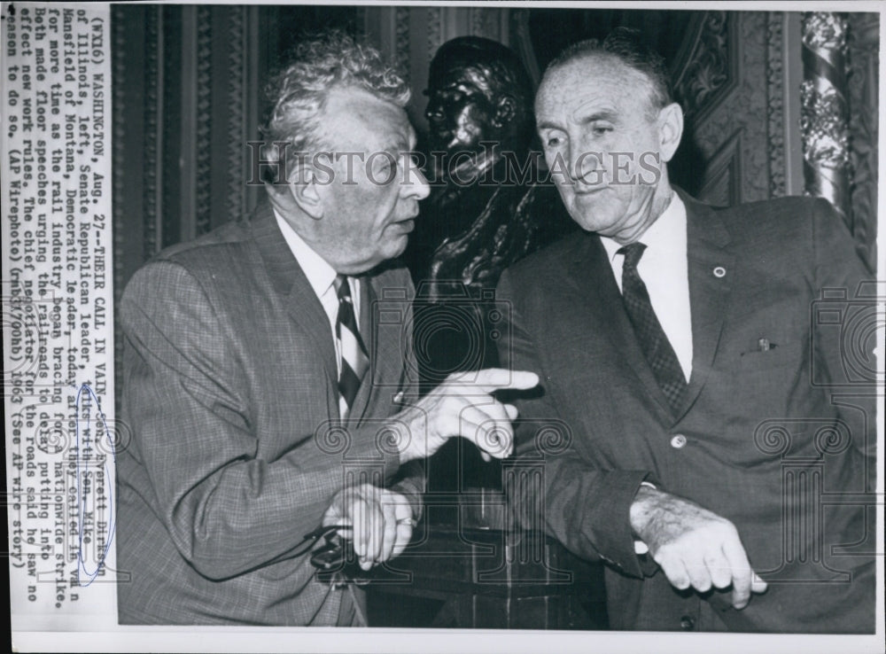 1963 Press Photo Sen Everett Dirksen & Sen Mike Manfield of Montana - Historic Images