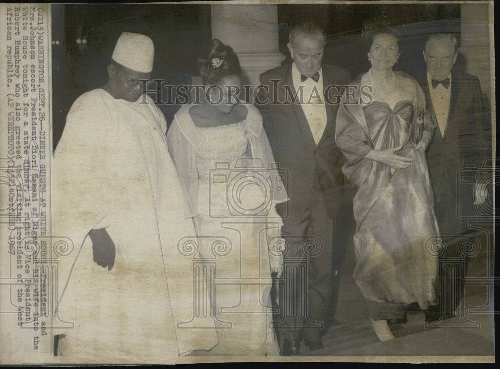 1967 Press Photo Pres &amp; Mrs Johnson &amp; Pres Hamani of Nigeria with His Wife - Historic Images