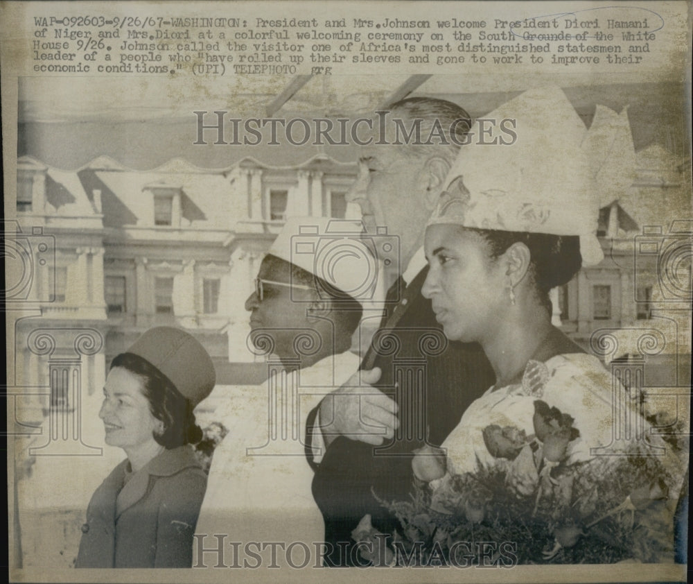 1967 Press Photo Pres &amp; Mrs Johnson with Pres &amp; Mrs Hamani of Nigeria - Historic Images