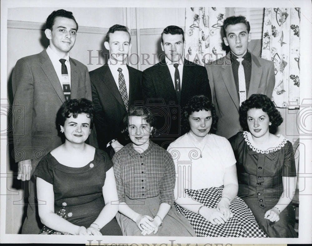 1956 Press Photo St. Joseph Alumni of Roxbury, rehearsing spring show. - Historic Images