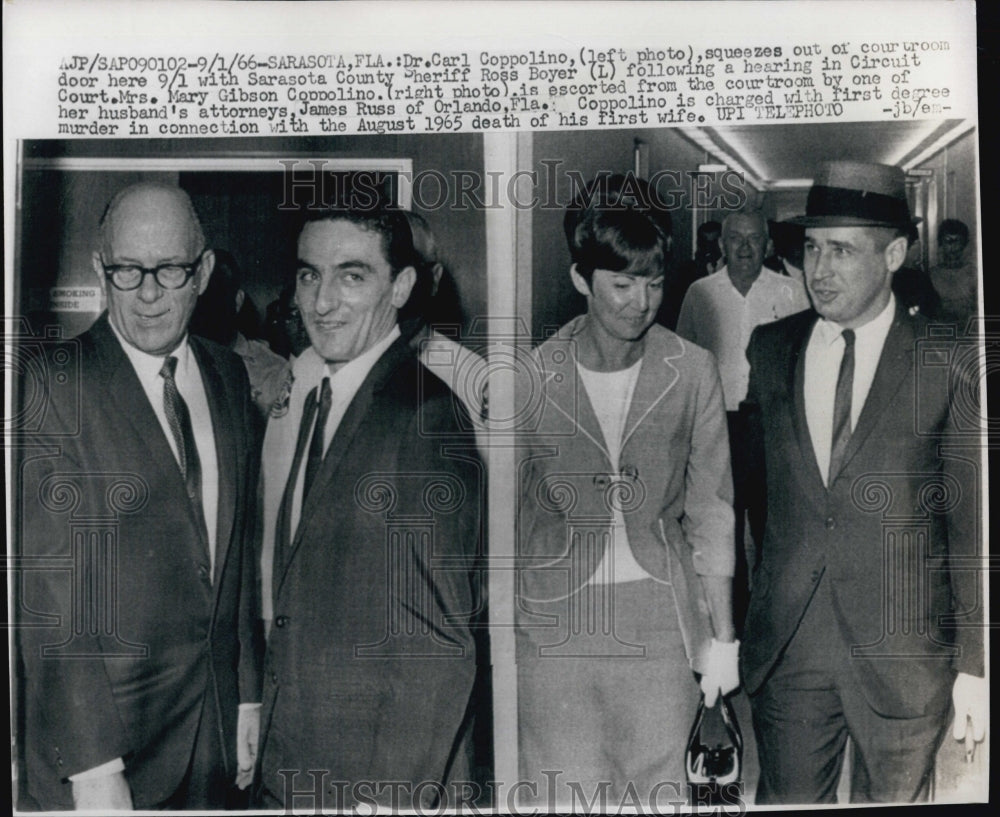 1966 Press Photo Carl Coppolino Wife Murder Trial Sheriff Ross Boyer James Russ - Historic Images