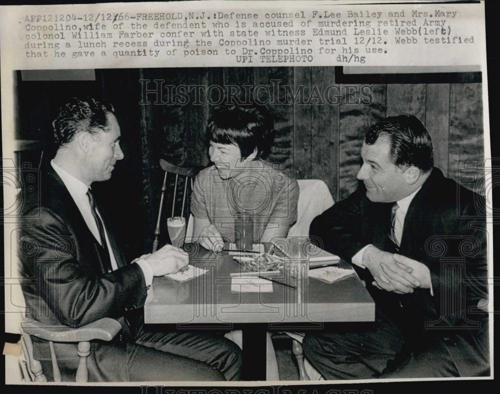 1966 Press Photo Atty F Lee Bailey, Mrs Mary Coppolino Husband Accused of Murder - Historic Images