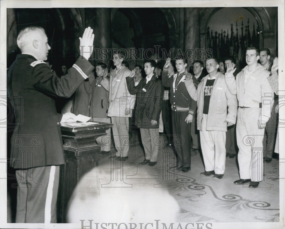 1959 Col. Robert Hain Swearing in Recruits for the 15th Artillery - Historic Images