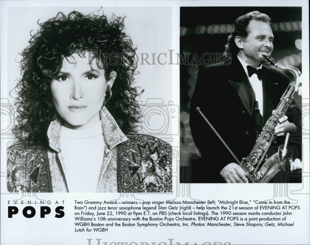 1990 Press Photo Melissa Manchester And Stan Getz - Historic Images