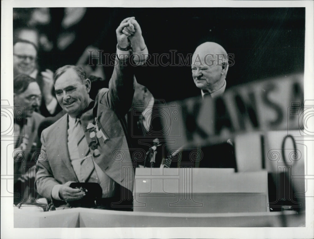 1956 Press Photo Rep. Joseph Martin and Herbert Hoover - Historic Images