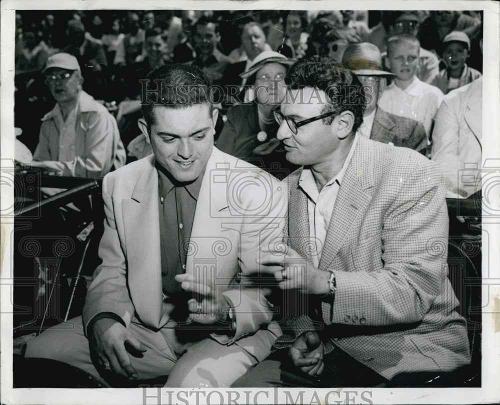 1954 Press Photo Singer Frankie Laine with Frank Baumann. - Historic Images