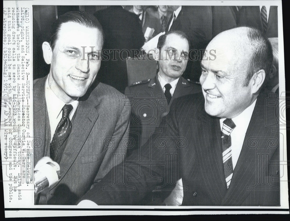 1971 Press Photo Melvin R. Laird, (r)U.S. Sec. of Defense and Curtis W. Tarr. - Historic Images