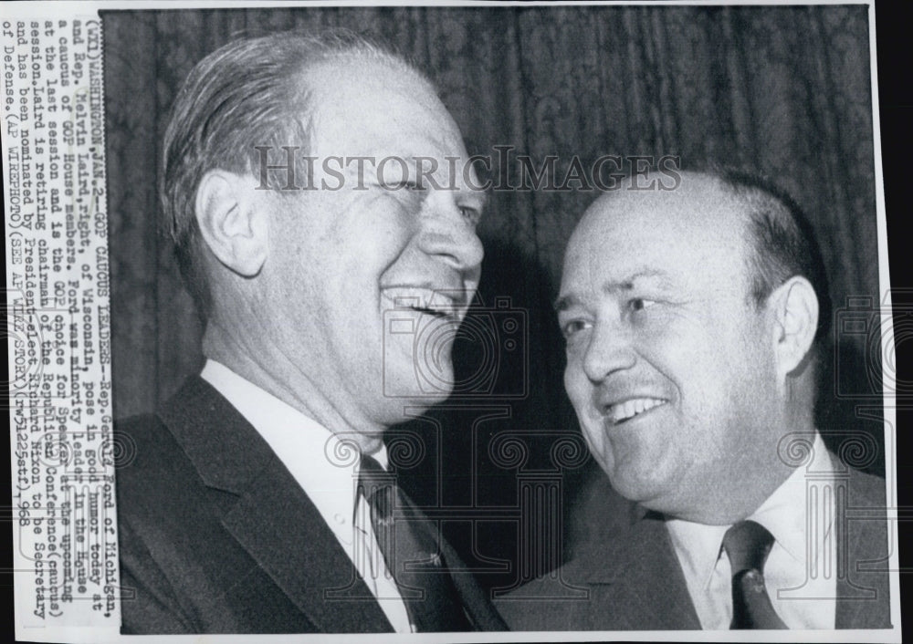 1968 Press Photo Rep Gerald Ford Michigan &amp; Rep Kevin Laird Wisconsin - Historic Images