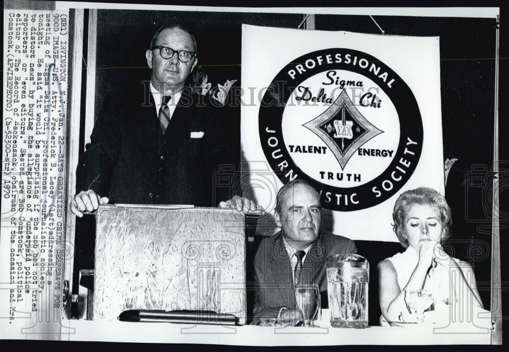 1970 Press Photo US Atty Frederick Lacey Professional Journalistic Society Sigma - Historic Images