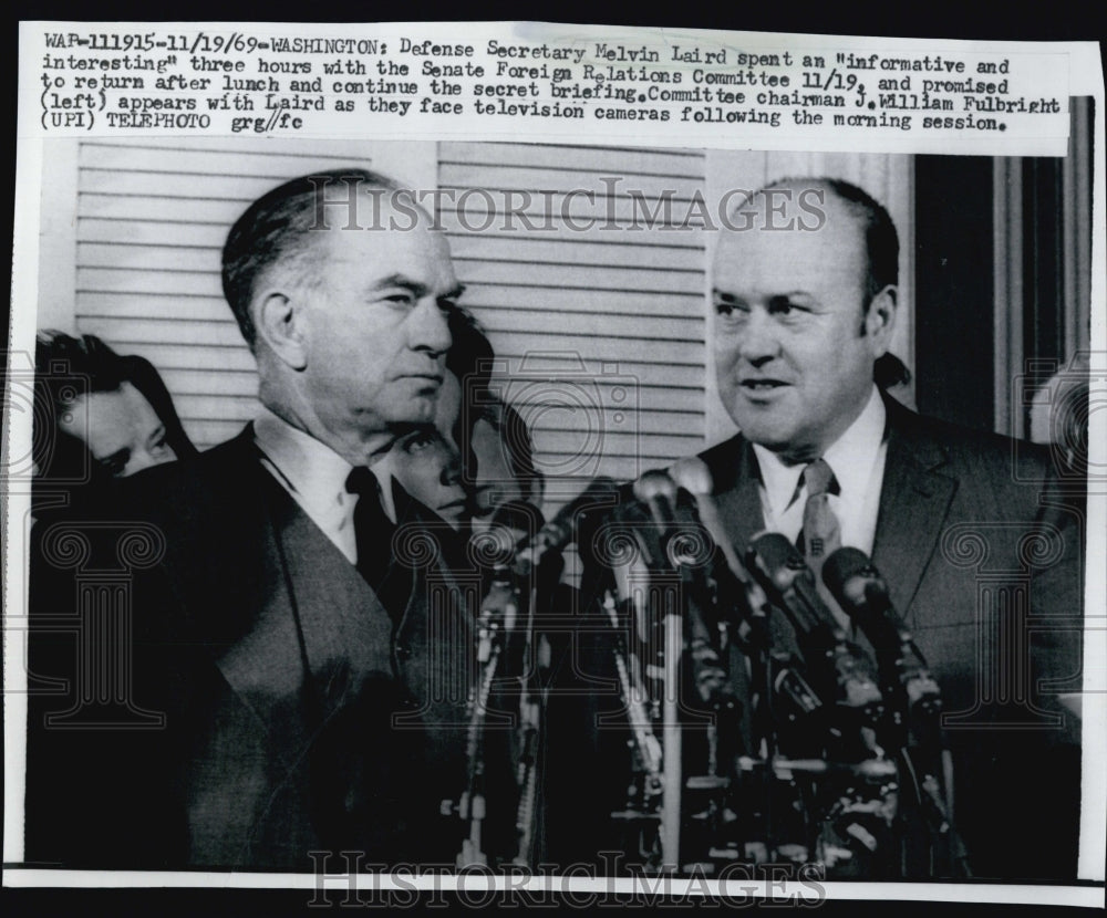 1969 Defense Secretary Melvin Laird & William Fulbright - Historic Images