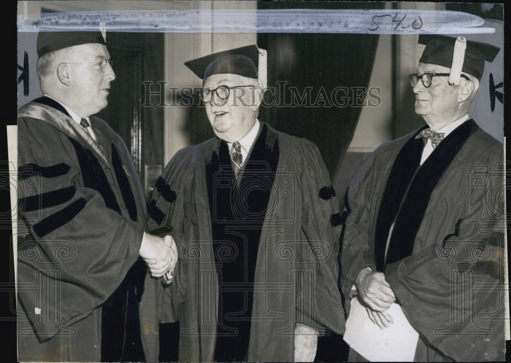 1951 Press Photo Walter Burse Pres Suffold Univ, PA O&#39;Connell &amp; Robert Theobald - Historic Images