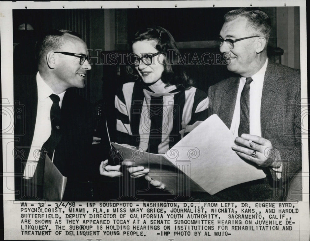 1958 Press Photo Dr Eugene Byrd Psychologist & Mary Grice Journalist - Historic Images