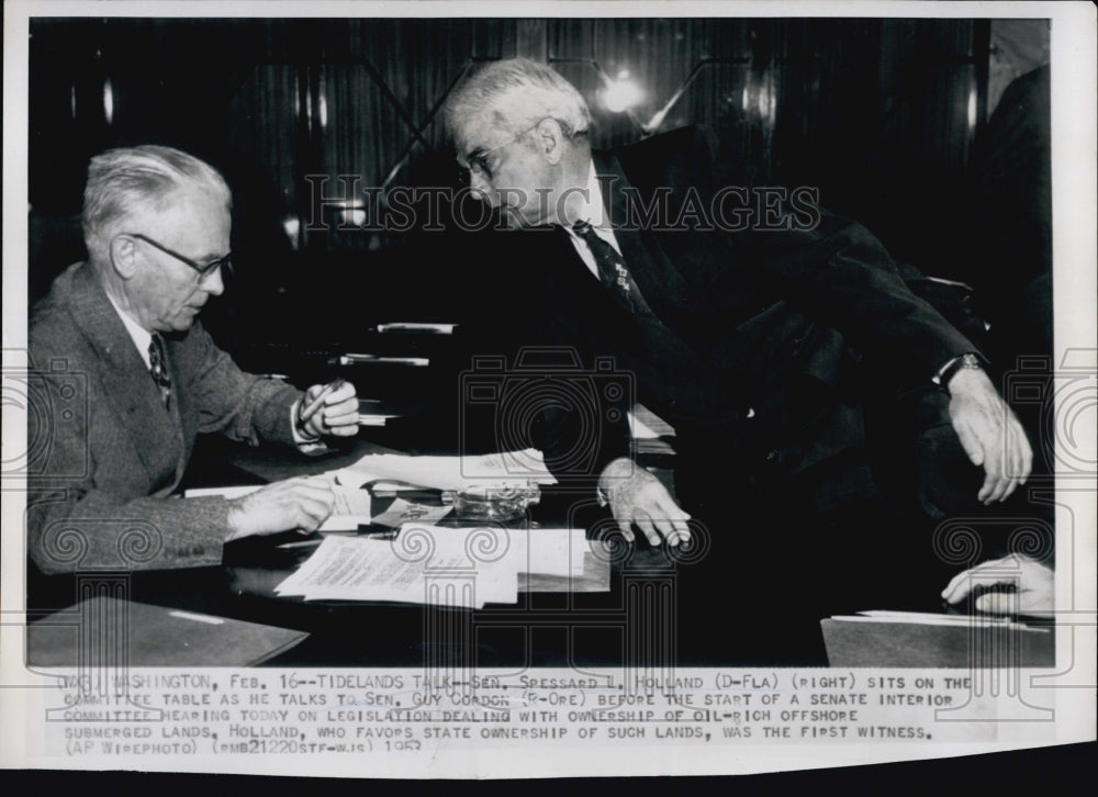 1953 Press Photo Spessard Holland And Guy Cordon - Historic Images