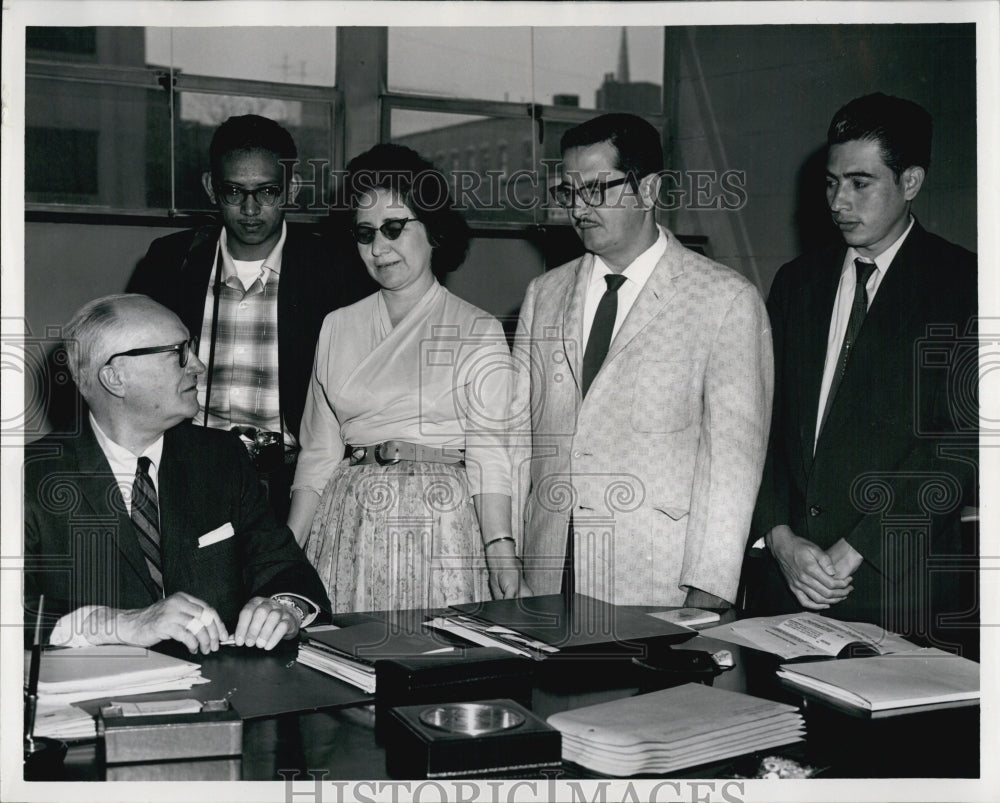 1961 Press Photo Dean Melvin Brodshaug Boston University &amp; Latin America Visitor - Historic Images