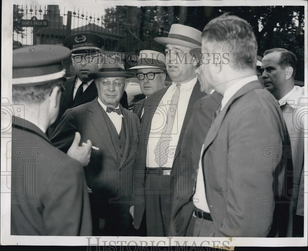 1956 Press Photo District Attorney Garrett Byrne & Captain Francis Wilson - Historic Images