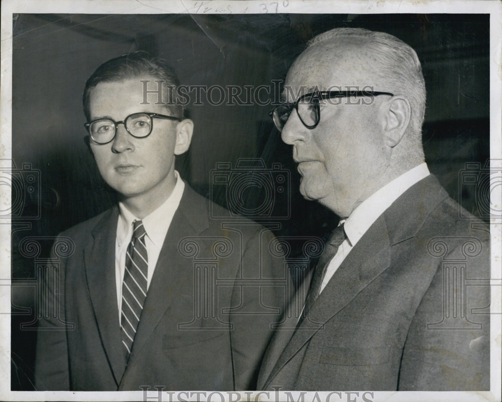 1956 Press Photo District Attorney Garrett Byrne & Son Garrett Jr - Historic Images