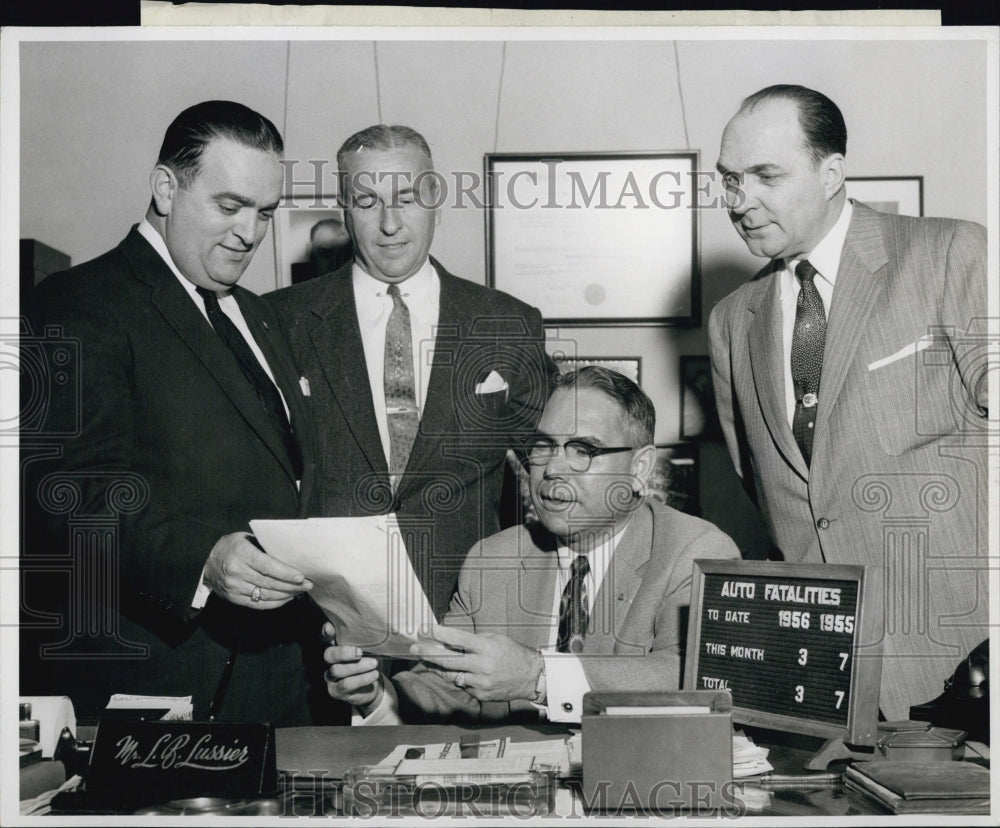 1956 Rhode Island Lions Club Officials Meet Gov Christly, Col John S - Historic Images