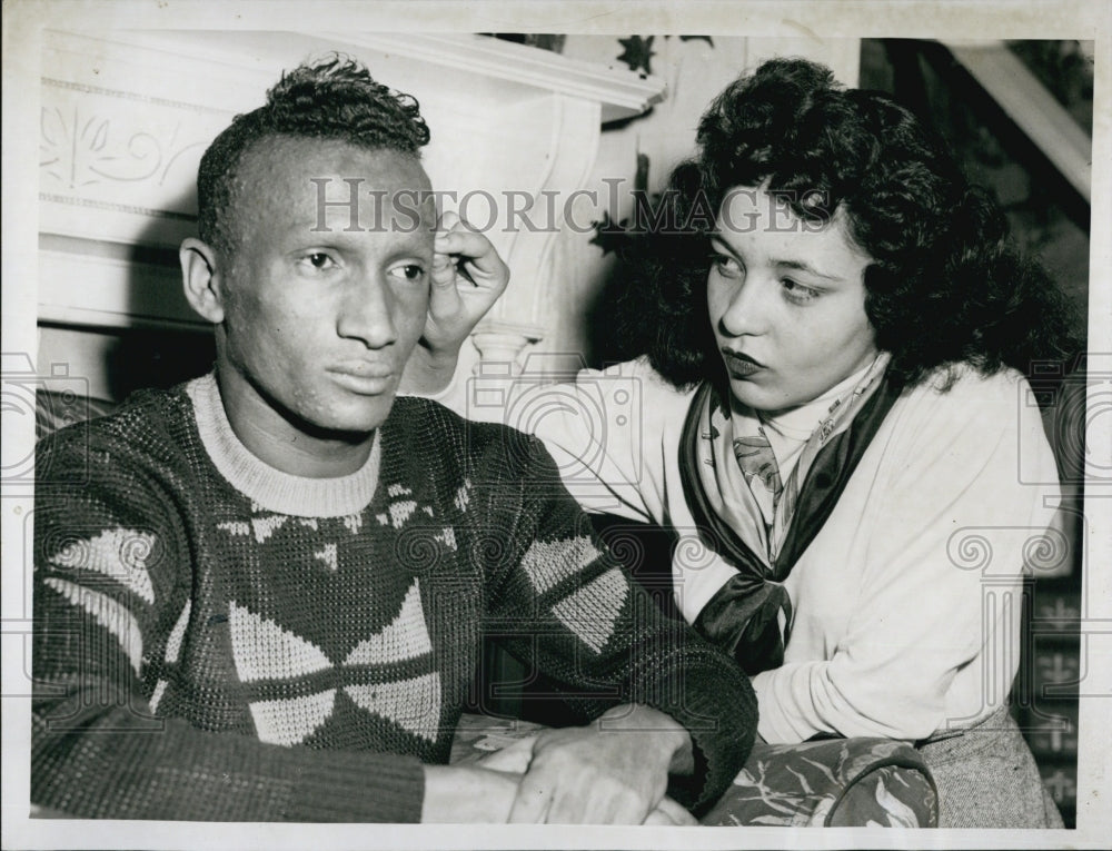 1949 Press Photo Edward Christmas Assaulted at School Dance With Betsy Martin - Historic Images