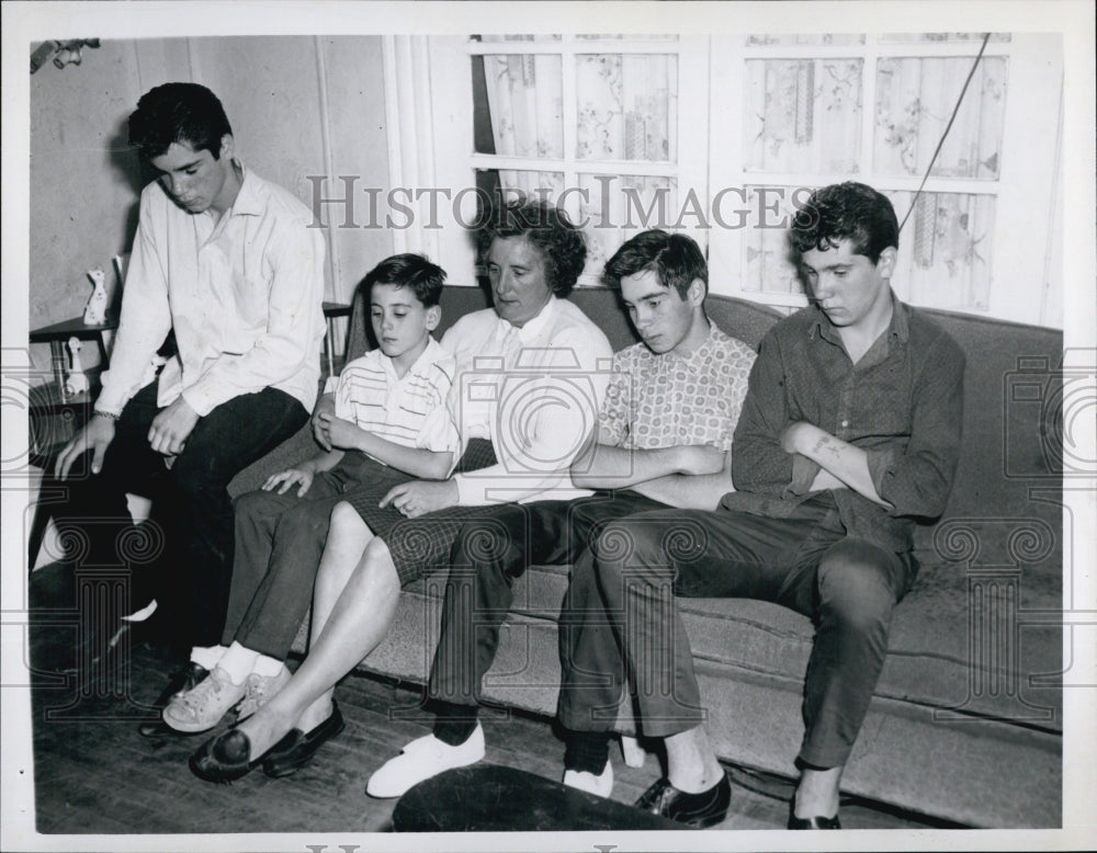 1964 Press Photo Mrs Mary Theberge and Family, Son was Stabbed to Death - Historic Images