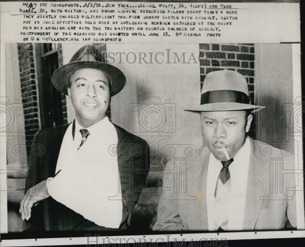 1956 Press Photo Waiters Samuel Wyatt &amp; Wade Nance charged boxer for assault. - Historic Images