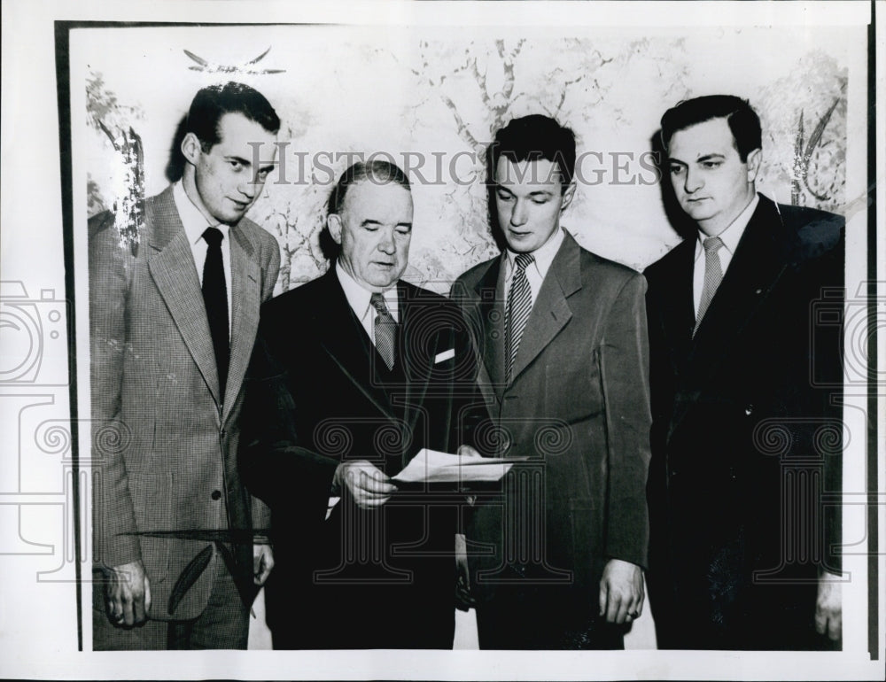 1953 Press Photo B.C Club of Cambridge, Jos Conney, Martin Nolan,Stephen Dooling - Historic Images