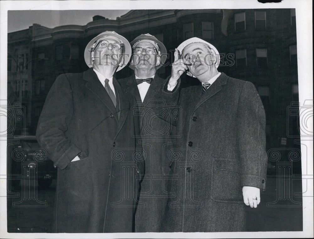 1963 Press Photo Inspection Tour of the Prudential Center Building. - Historic Images