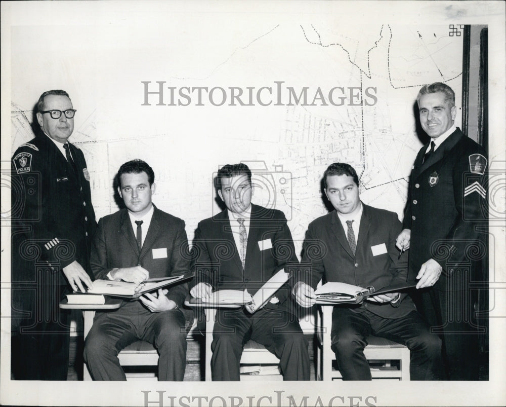 Press Photo Capt.Fred Cammon,John Conway,Charles Hurley, Sommerville Police - Historic Images