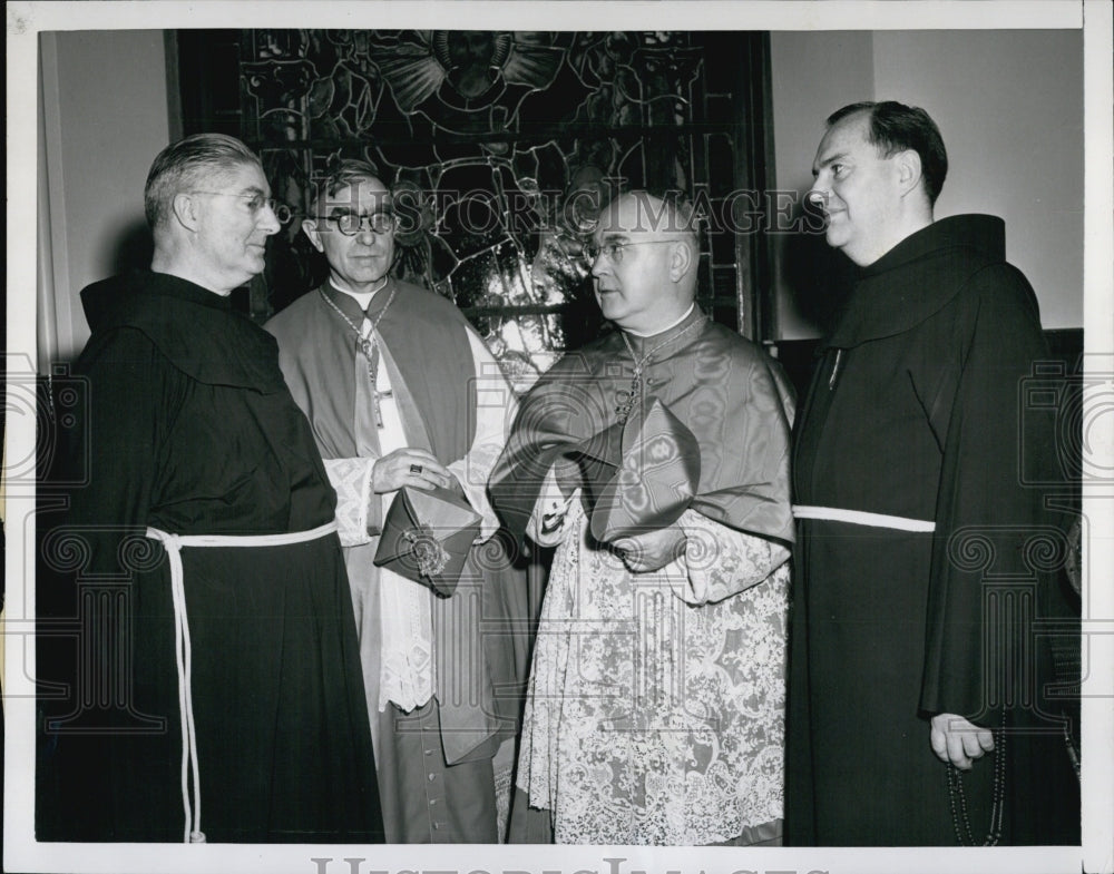 1951 Press Photo Reverends Campbell, Spellman &amp; Kirk at 50th Anniv of St Josephs - Historic Images