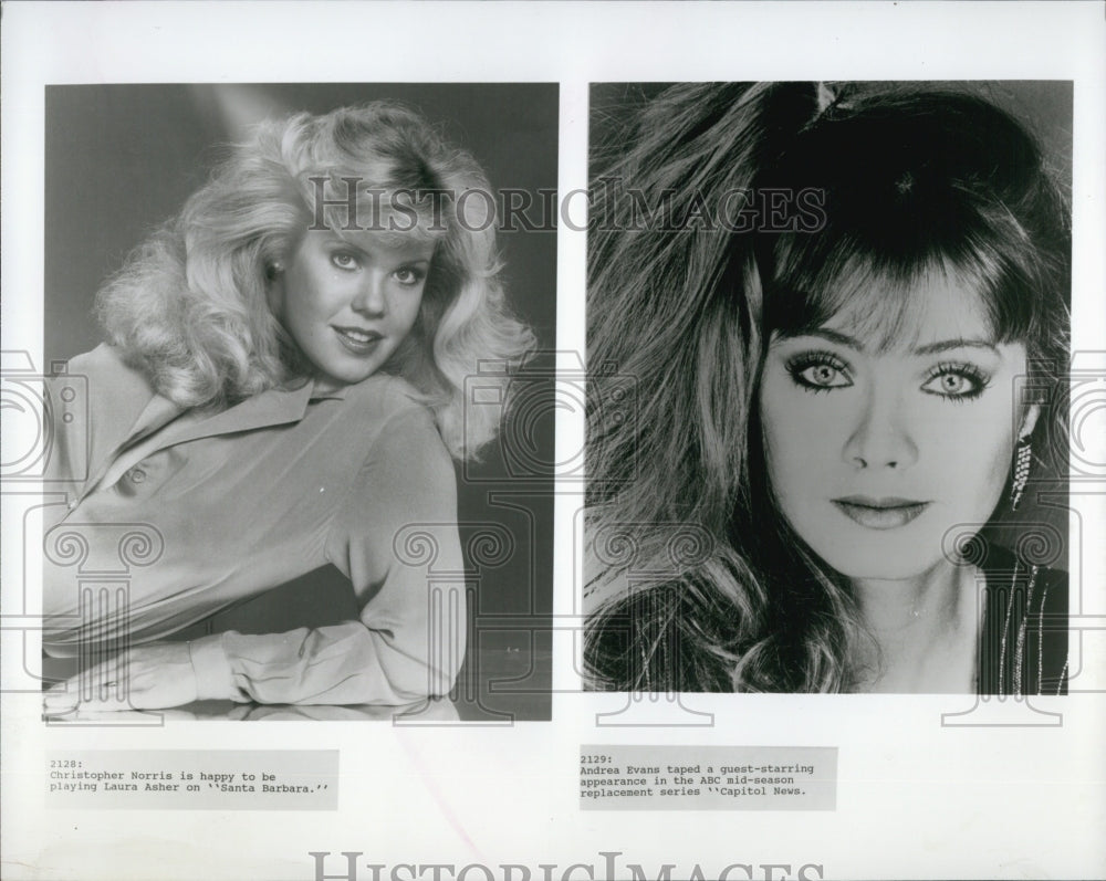 Press Photo Actress Christopher Norris and Andrea Evans. - Historic Images