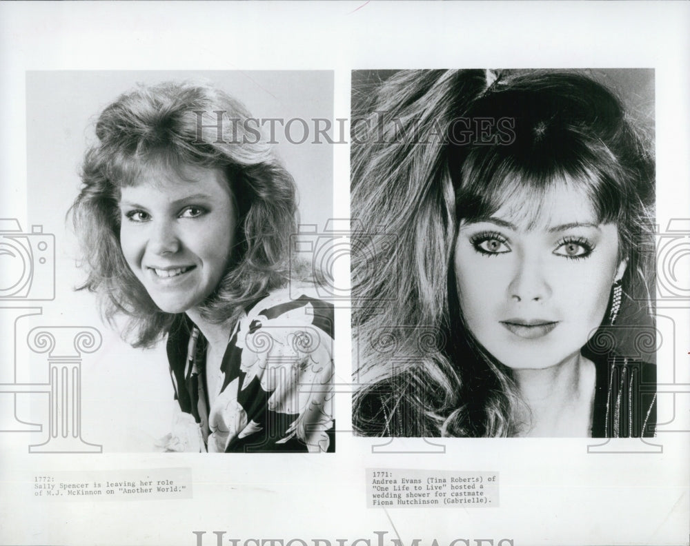 Press Photo Actress Sally Spencer in &#39;Another World&#39; and Andrea Evans. - Historic Images