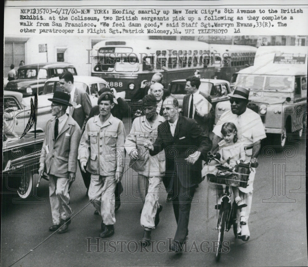 1960 Press Photo Evans &amp; Moloney, Sergeants Complete Walk to San Francisco to NY - Historic Images