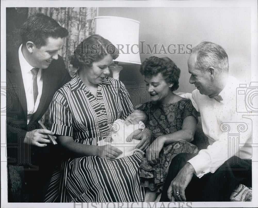 1958 Mr &amp; Mrs Gerald Brolin and Father, Charlie Hoar With Daughter - Historic Images