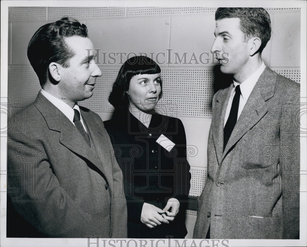 1950 Press Photo Junior Advertising Club of Bostom meeting with John Duncan Jr. - Historic Images