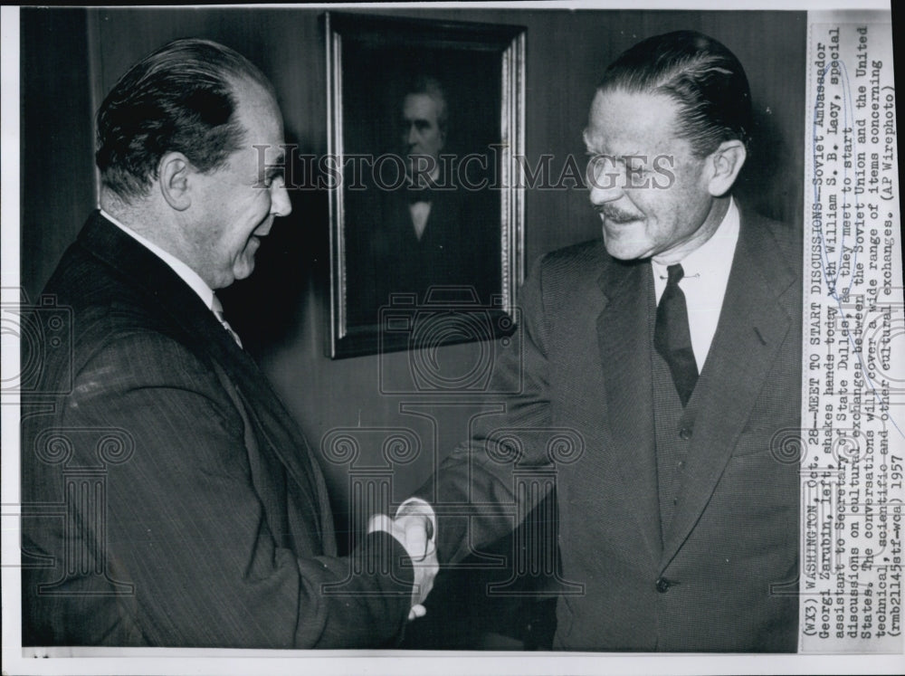 1957 Press Photo Soviet Ambassador Georgi Zarubin &amp; William SB Lacy - Historic Images