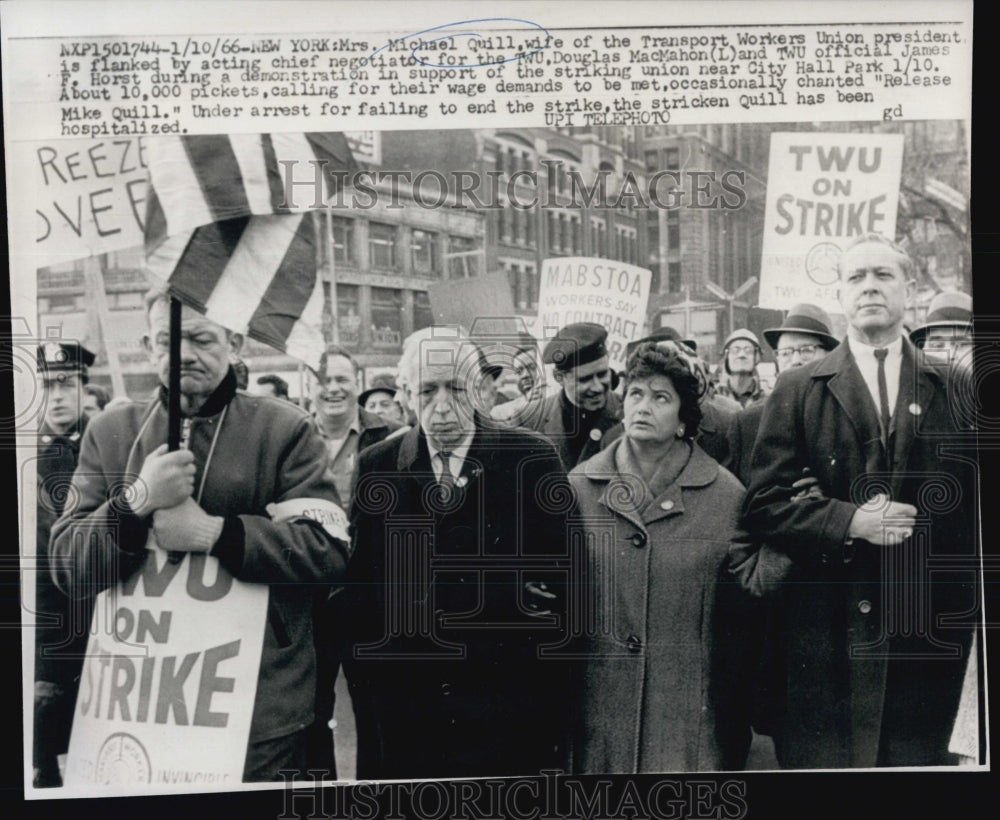 1966 Press Photo Michael Quill, Douglas MacMahon, James Horst in Demonstration - Historic Images