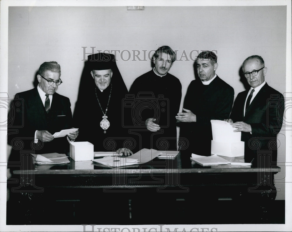 1967 Press Photo Bishop Gerasimos, Dean Contos, Gallos, Vrotsos in Committee - Historic Images