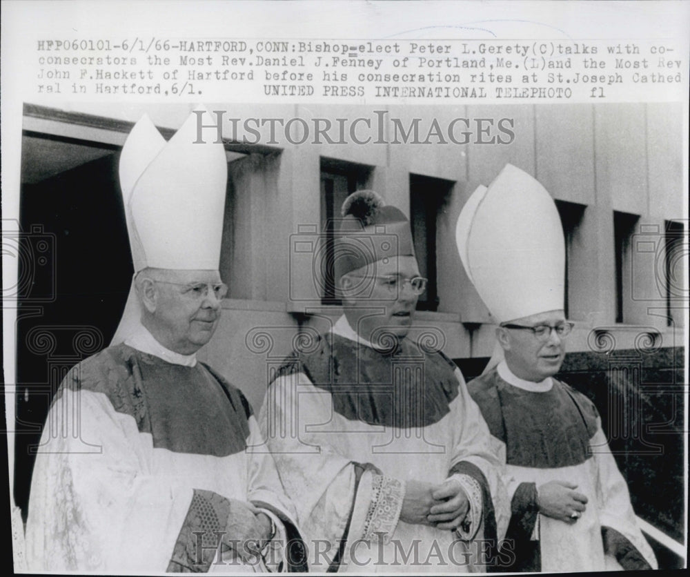 1966 Press Photo Bishop Elect Peter Gerety,Daniel Fenney &amp; Rev.John Hackett - Historic Images