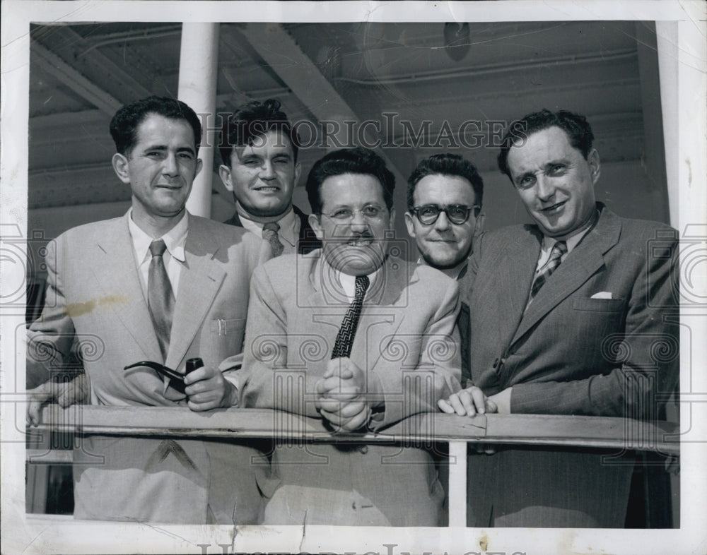 1949 Press Photo Yugoslavian Officials Aboard the Liner Queen Elizabeth - Historic Images