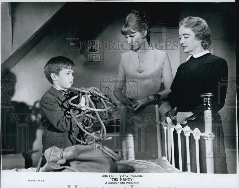 1965 Press Photo William Dix,Wendy Craig and Bette Davis,actors from The Nanny - Historic Images