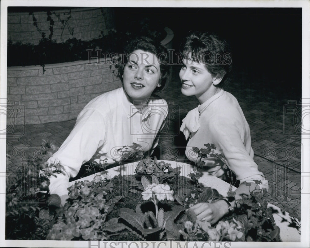 1959 Press Photo Ann Devine and Karen Meyersm,students of Simon College. - Historic Images