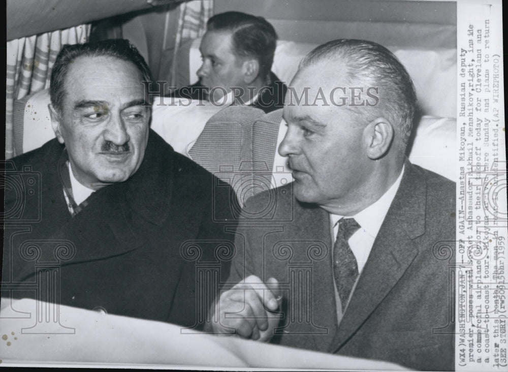 1959 Press Photo Anastas Mikoyan and Mikhail Menshikov in Cleveland - Historic Images