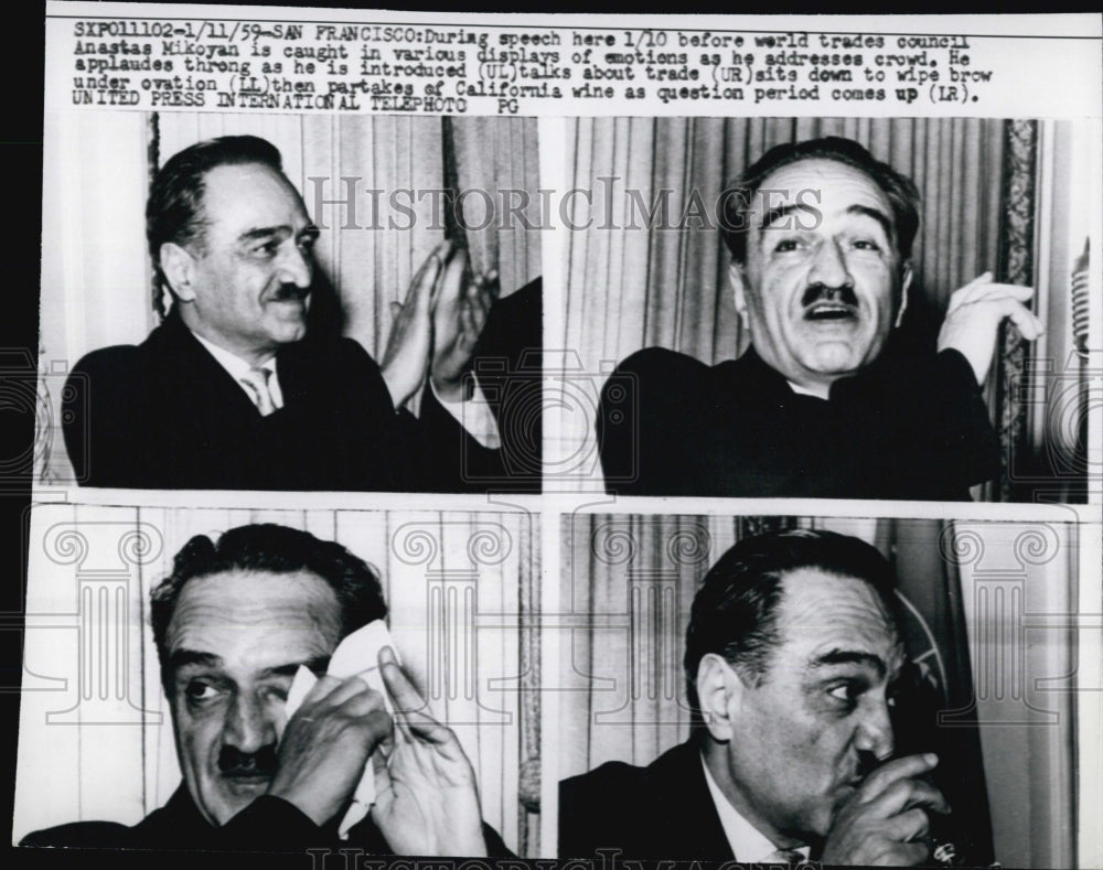 1959 Anastas Mikoyan of Russia Before Speech - Historic Images