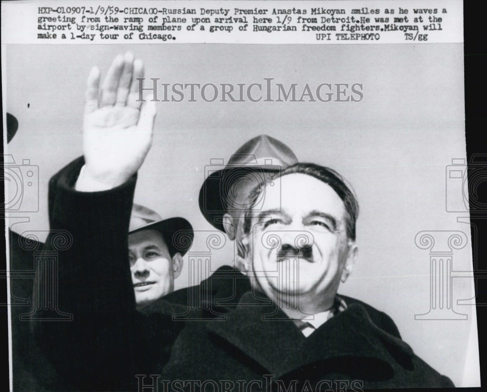 1959 Press Photo Anastas Mikoyan of Russia in Chicago - Historic Images