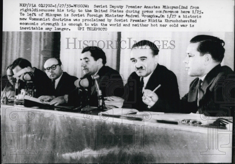 1959 Press Photo Anastas Mikoyan of Russia in Conference - Historic Images