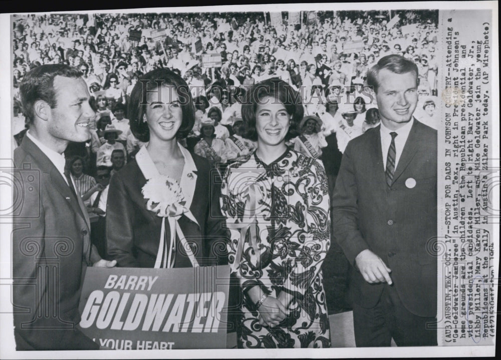 1964 Press Photo Children&#39;, of Barry Goldwater and William Miller campaigning. - Historic Images