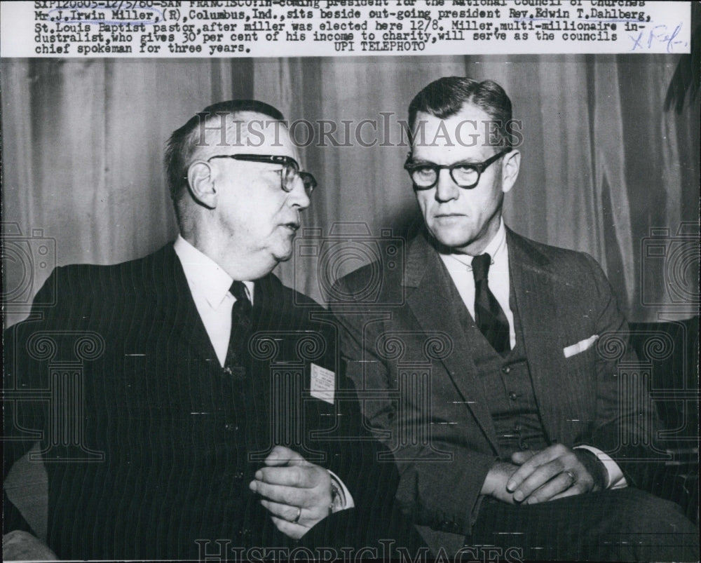 1960 Press Photo National Council for Churches Officials J.Irwin Miller. - Historic Images