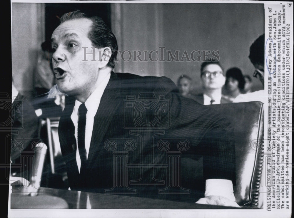 1962 Press Photo Joey Adams, Pres. of American Guild of Variety Artist. - Historic Images