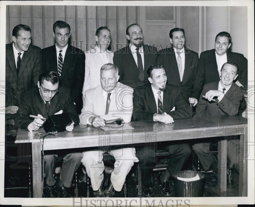 1955 Press Photo Red Feather Radio Kick-off Team, Mitch Miller,host of the event - Historic Images
