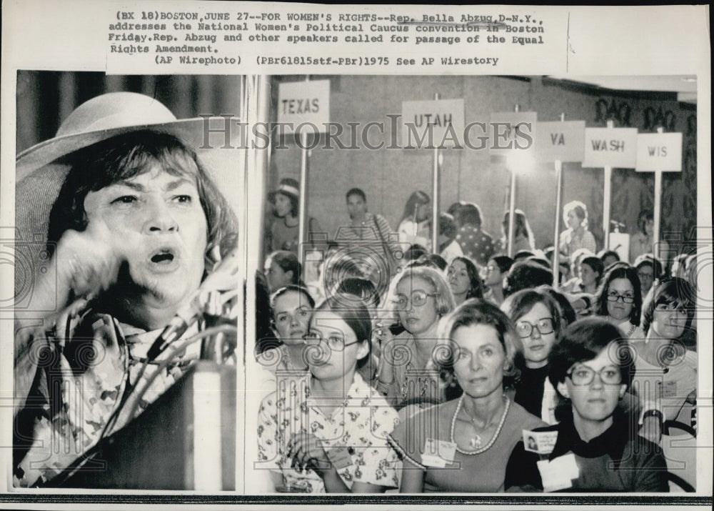 1975 Rep. Bella Abruz D-N.Y addresses to National women&#39;s convention - Historic Images