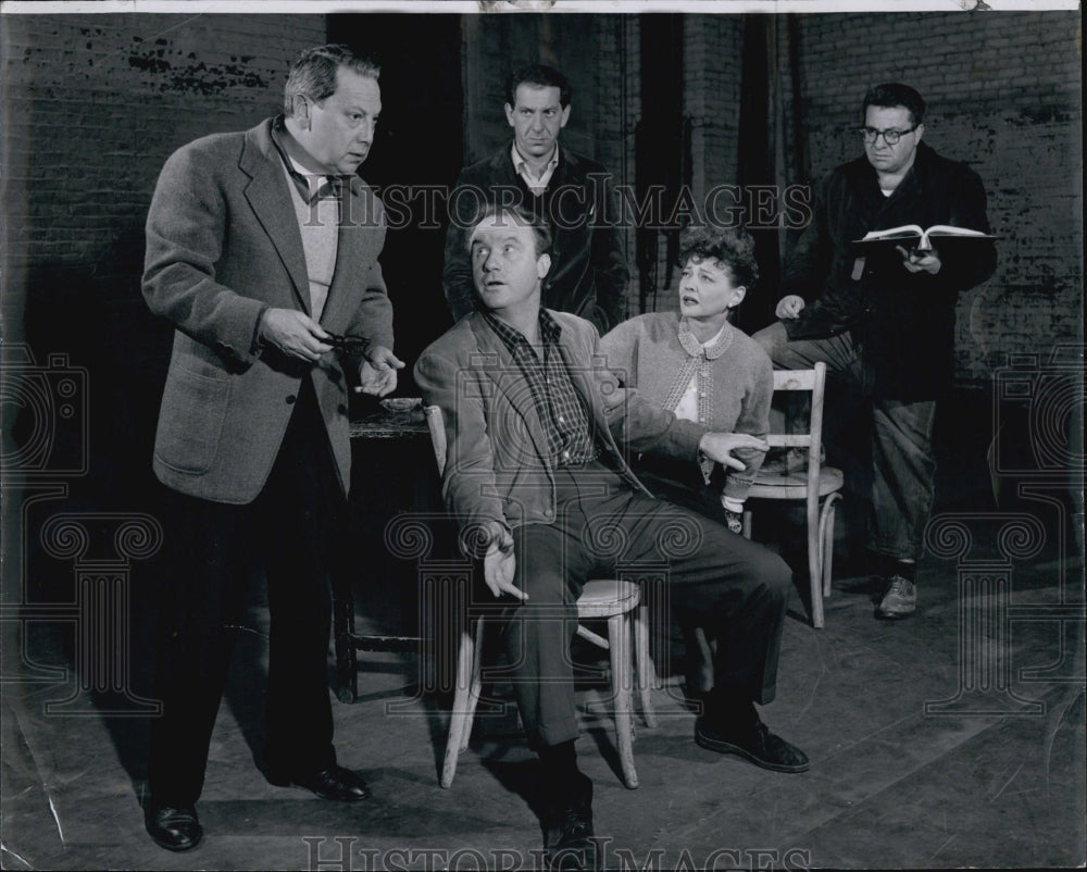 1956 Press Photo Luther Adler, Jack Warden,Jack Klugman in &quot;A Very Special Baby&quot; - Historic Images